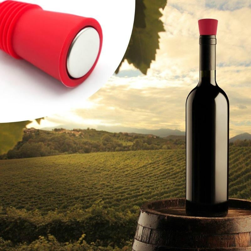 ELECTROPRIME Food Grade Silicone Wine Stopper Creative Preservation Bottle Stopper(Red)