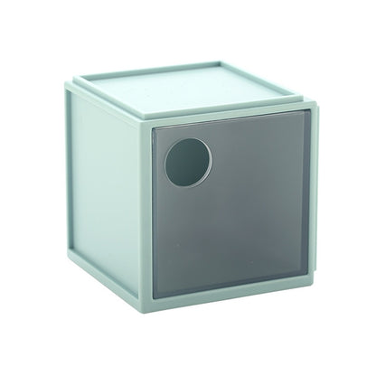 ELECTROPRIME Square Plastic Desktop Storage Box(Blue)