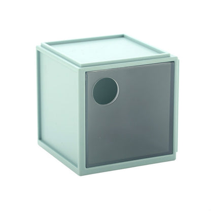 ELECTROPRIME Square Plastic Desktop Storage Box(Blue)