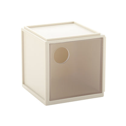 ELECTROPRIME Square Plastic Desktop Storage Box(Beige)
