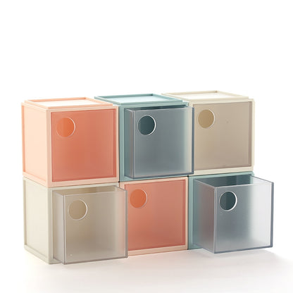 ELECTROPRIME Square Plastic Desktop Storage Box(Pink)