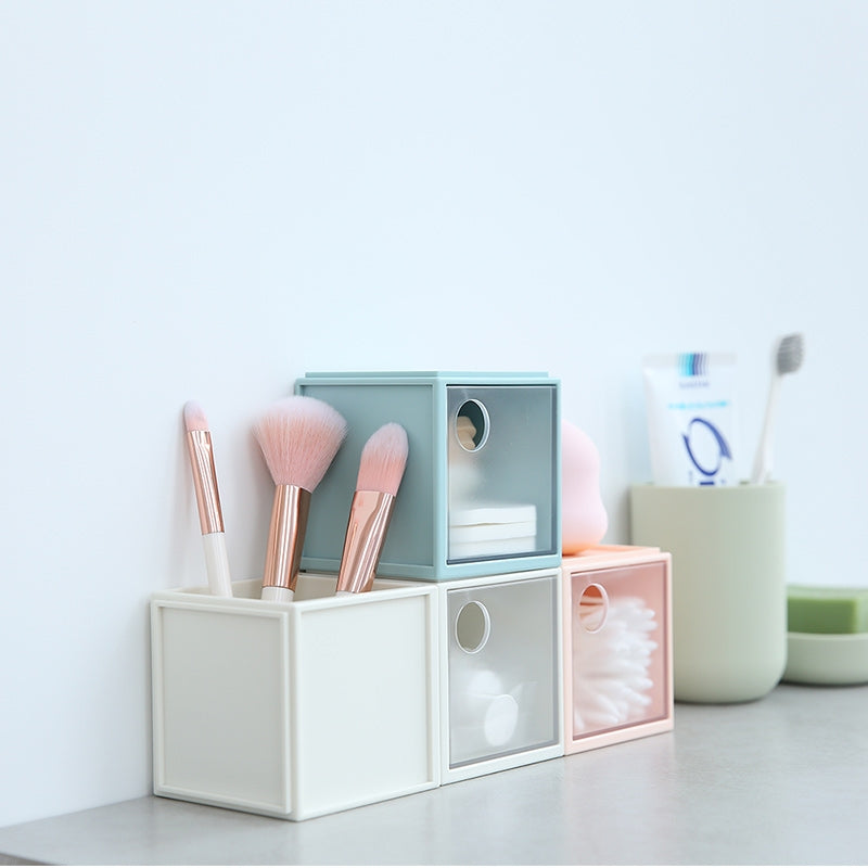 ELECTROPRIME Square Plastic Desktop Storage Box(Pink)