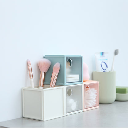 ELECTROPRIME Square Plastic Desktop Storage Box(Pink)