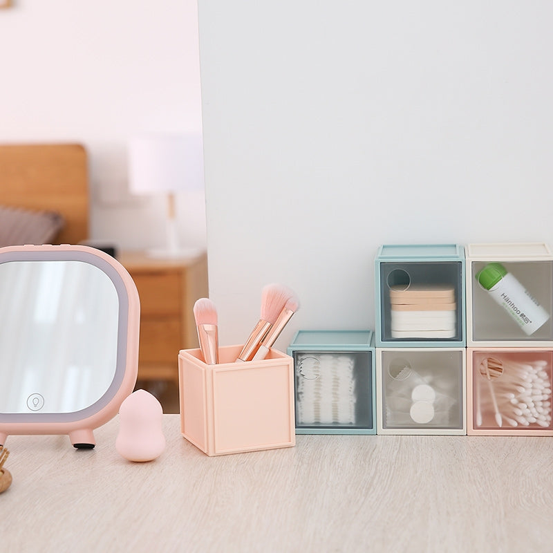ELECTROPRIME Square Plastic Desktop Storage Box(Pink)