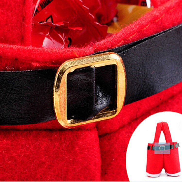 ELECTROPRIME Santa Claus Suspenders Pants Candy Bottle Gift Bag Decoration