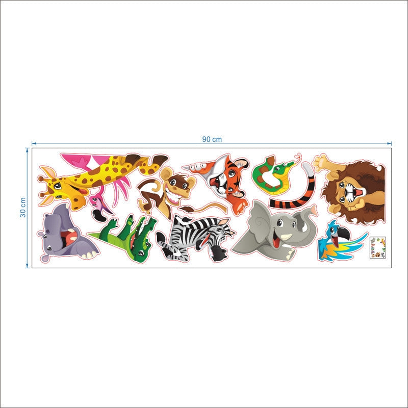 ELECTROPRIME DIY Jungle Animals Cartoon Lion Elephant Giraffee PVC Wall Stickers