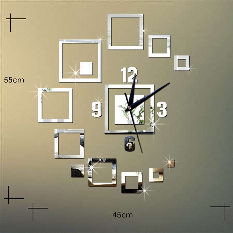 ELECTROPRIME Wall Clocks Mirror 3D Stereo Acrylic Living Room Bedroom Decoration Wall Clock Fashion DIY Creative Wall Clock(Gold)