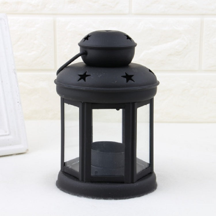 ELECTROPRIME Hollow Star Iron Candle Holder Metal Crafts Portable Candle Holder Decoration(Black)