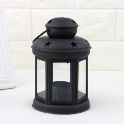 ELECTROPRIME Hollow Star Iron Candle Holder Metal Crafts Portable Candle Holder Decoration(Black)