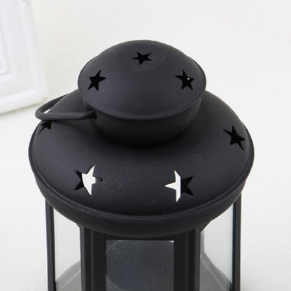 ELECTROPRIME Hollow Star Iron Candle Holder Metal Crafts Portable Candle Holder Decoration(White)