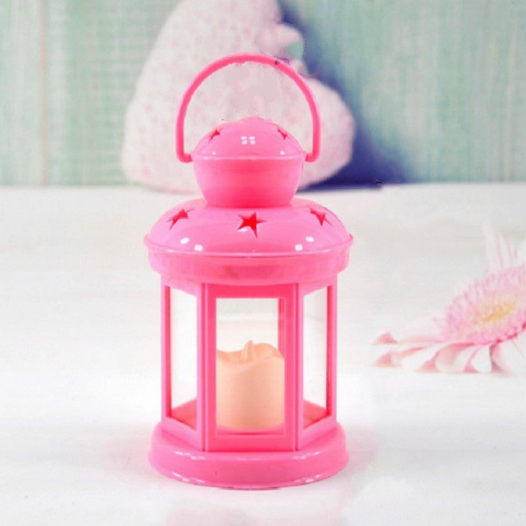 ELECTROPRIME Hollow Star Iron Candle Holder Metal Crafts Portable Candle Holder Decoration(Pink)