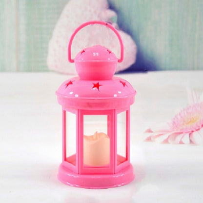 ELECTROPRIME Hollow Star Iron Candle Holder Metal Crafts Portable Candle Holder Decoration(Pink)