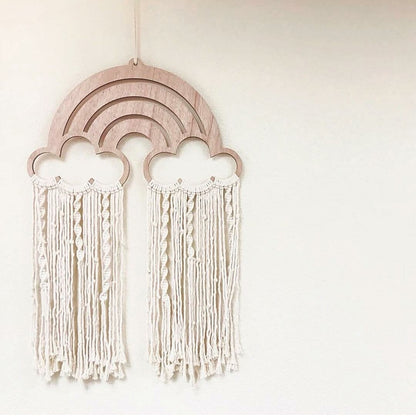 ELECTROPRIME Handmade Baby Room Rainbow Cotton Tassel Wall Hanging Lace Home Decoration ,Random Color Delivery