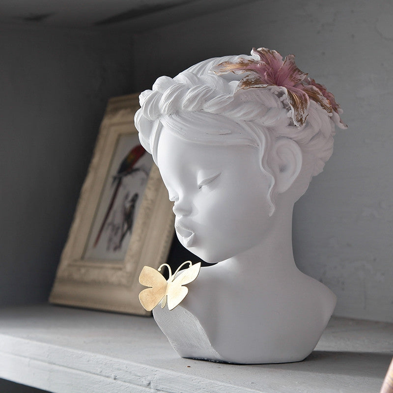 ELECTROPRIME Creative Resin People Statue Crafts Office Home Decoration Wedding Gifts(White)