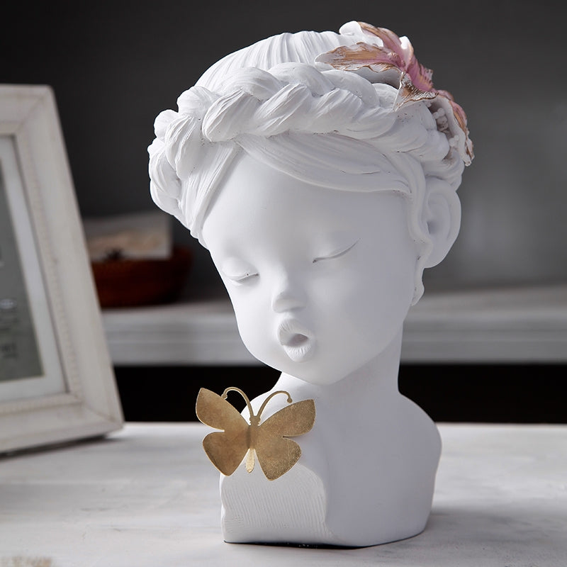 ELECTROPRIME Creative Resin People Statue Crafts Office Home Decoration Wedding Gifts(White)