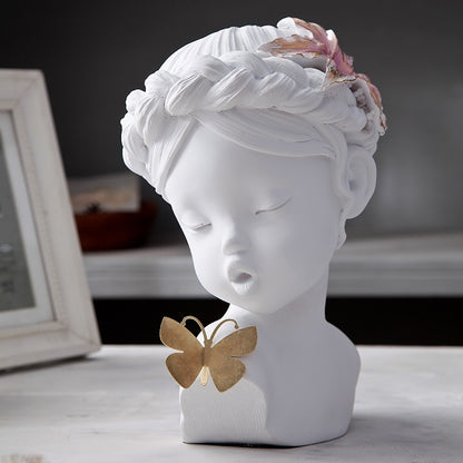 ELECTROPRIME Creative Resin People Statue Crafts Office Home Decoration Wedding Gifts(White)