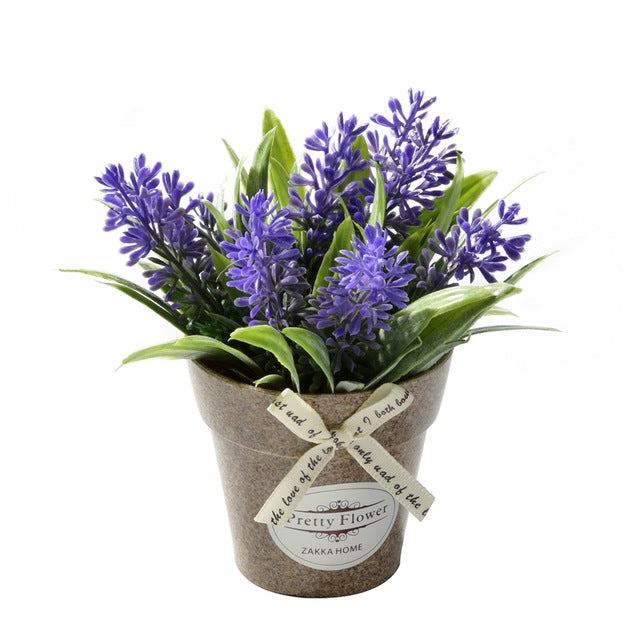 ELECTROPRIME Fake Flowers Grass With Plastic Artificial Potted Flowers For Rustic Garden Farmhouse Decoration(Purple)