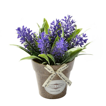 ELECTROPRIME Fake Flowers Grass With Plastic Artificial Potted Flowers For Rustic Garden Farmhouse Decoration(Purple)