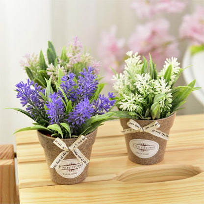 ELECTROPRIME Fake Flowers Grass With Plastic Artificial Potted Flowers For Rustic Garden Farmhouse Decoration(Purple)