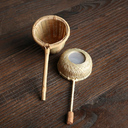 ELECTROPRIME Bamboo Woven Creative Filter Reusable Filter Tea Colander Gadget, Style:Bamboo Pole Gauze Plum Tea Leak