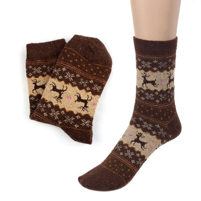 ELECTROPRIME 1 Pair Men and Women Warm Christmas Design Casual Knit Wool Socks Party Supplies?Random Color Delivery