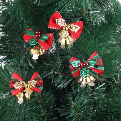 ELECTROPRIME 2 PCS Mini Cute Bow Christmas Tree Decoration Pendant(Flocking)