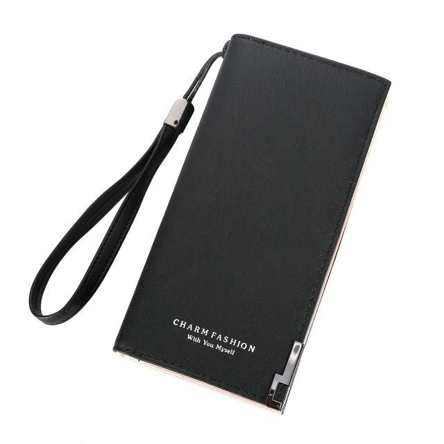 ELECTROPRIME Fashion Ladies Zipper Long Dull Polish Retro PU Leather Wallet Clutch Coin Purse(Black)