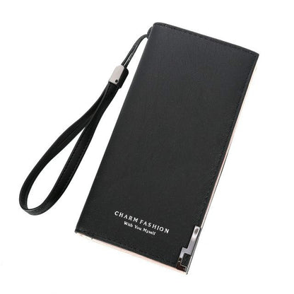 ELECTROPRIME Fashion Ladies Zipper Long Dull Polish Retro PU Leather Wallet Clutch Coin Purse(Black)