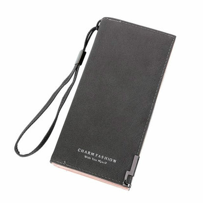 ELECTROPRIME Fashion Ladies Zipper Long Dull Polish Retro PU Leather Wallet Clutch Coin Purse(Dark grey)