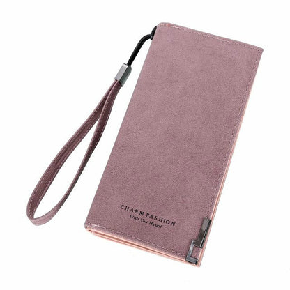 ELECTROPRIME Fashion Ladies Zipper Long Dull Polish Retro PU Leather Wallet Clutch Coin Purse(Deep Pink)