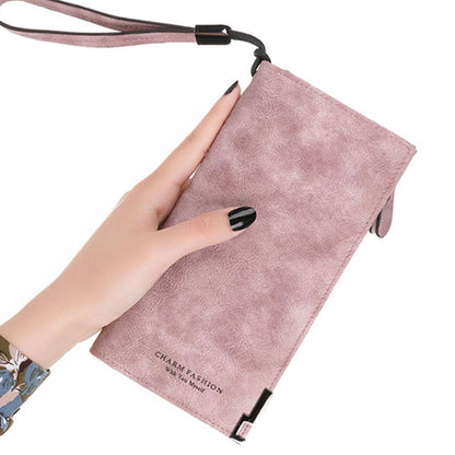 ELECTROPRIME Fashion Ladies Zipper Long Dull Polish Retro PU Leather Wallet Clutch Coin Purse(Dark green)