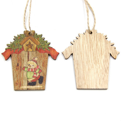 ELECTROPRIME Christmas Wooden Creative House Accessories Scene Decoration(Snowman)