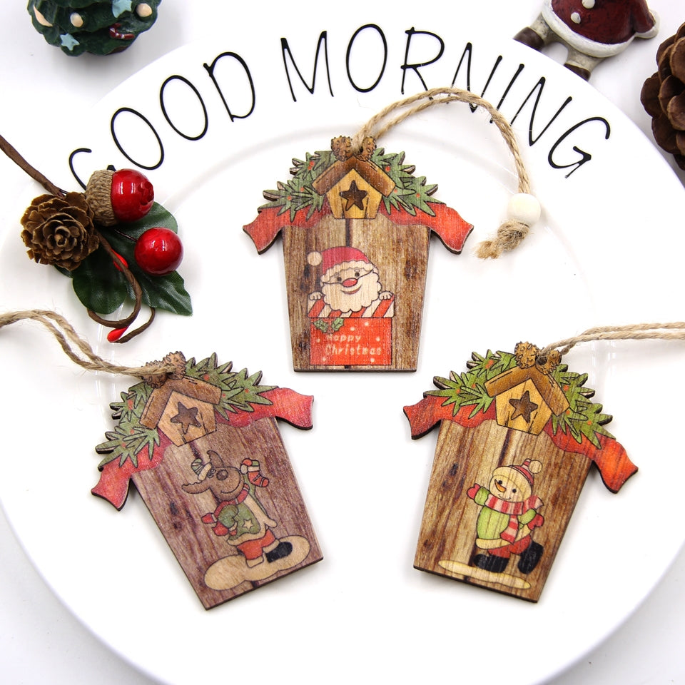 ELECTROPRIME Christmas Wooden Creative House Accessories Scene Decoration(Mix Styles)