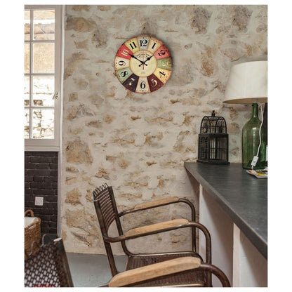 ELECTROPRIME Vintage Wooden MDF Hanging Clock Mute Quartz Clock Living Room Wall Clock(86)