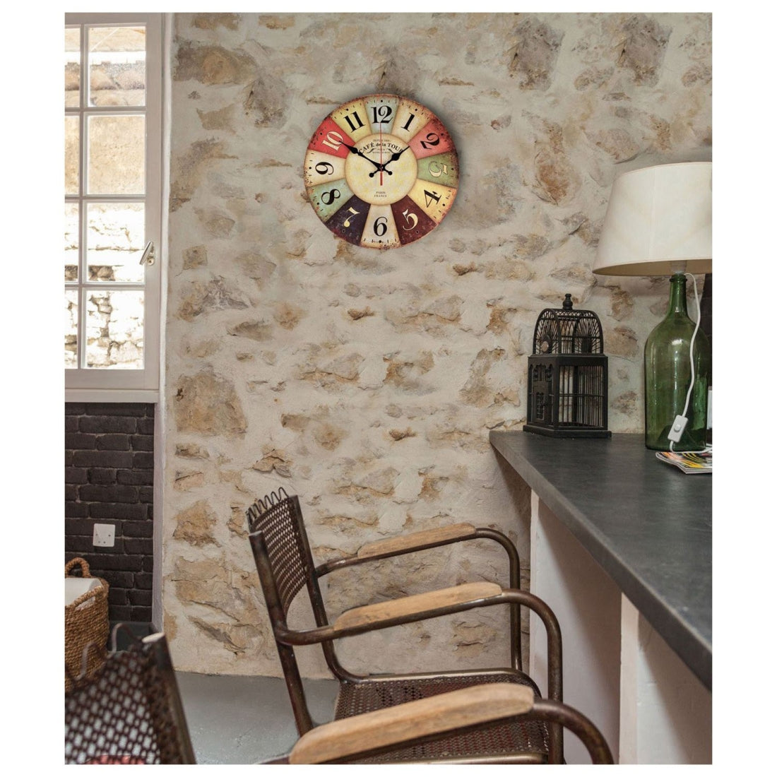 ELECTROPRIME Vintage Wooden MDF Hanging Clock Mute Quartz Clock Living Room Wall Clock(275)