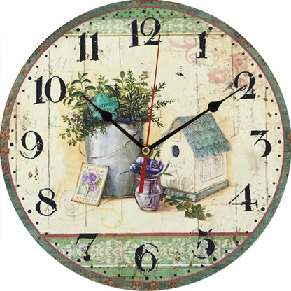 ELECTROPRIME Vintage Wooden MDF Hanging Clock Mute Quartz Clock Living Room Wall Clock(262)