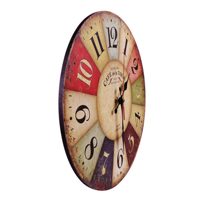 ELECTROPRIME Vintage Wooden MDF Hanging Clock Mute Quartz Clock Living Room Wall Clock(262)