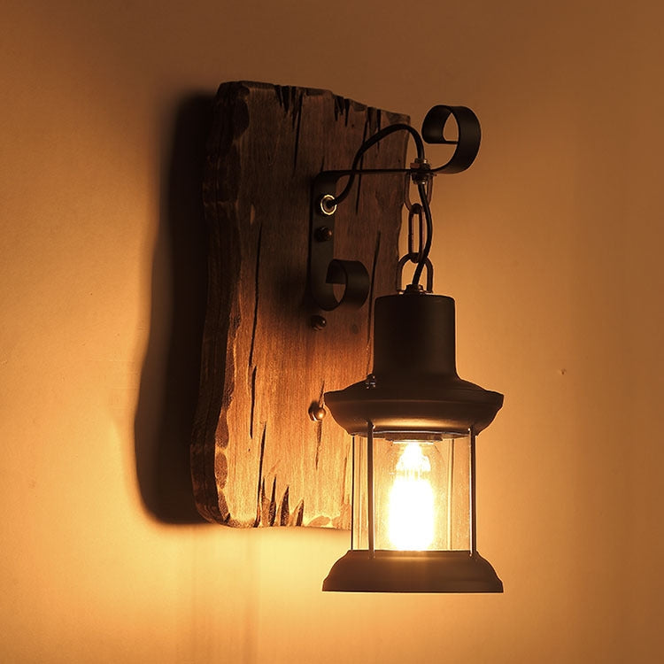 ELECTROPRIME Vintage Old Dry Tree Color Wood Wall Lamp Cafe Bar Loft Light