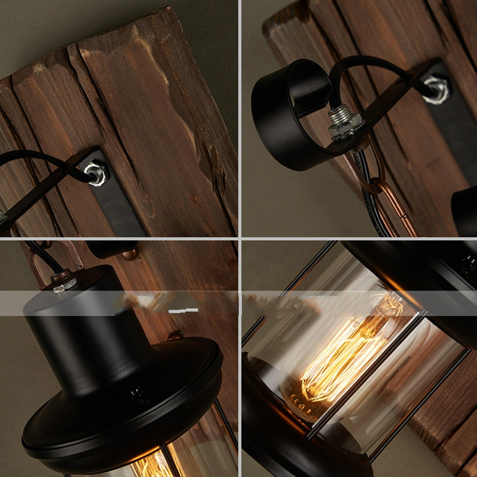 ELECTROPRIME Vintage Old Dry Tree Color Wood Wall Lamp Cafe Bar Loft Light