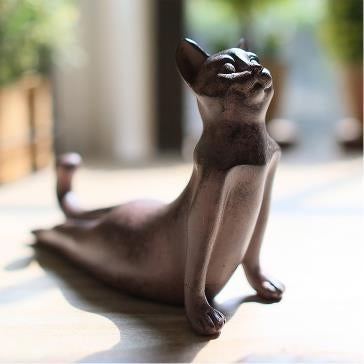 ELECTROPRIME Yoga Cat Animal Figurine Home Decoration Crafts( Upper Dog)