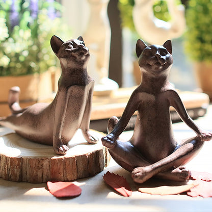 ELECTROPRIME Yoga Cat Animal Figurine Home Decoration Crafts( Upper Dog)