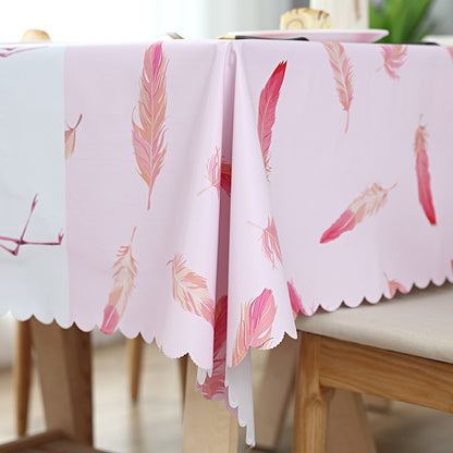 ELECTROPRIME Printinging Coffee Dining Table Cloth PVC Waterproof Oilproof Anti-scalding Tablecloth, Size:120x180cm Dining Table(Hello White)
