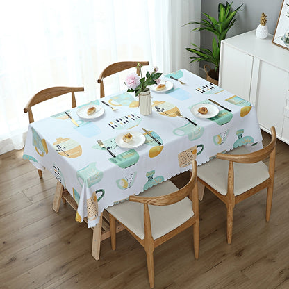 ELECTROPRIME Printinging Coffee Dining Table Cloth PVC Waterproof Oilproof Anti-scalding Tablecloth, Size:120x180cm Dining Table(Cup)
