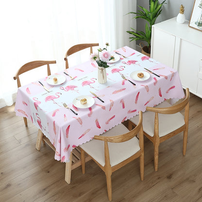 ELECTROPRIME Printinging Coffee Dining Table Cloth PVC Waterproof Oilproof Anti-scalding Tablecloth, Size:140x180cm Dining Table(Flamingo)