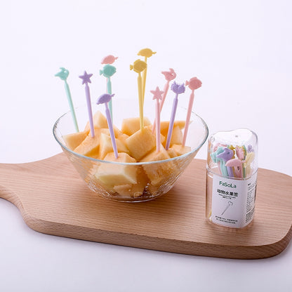 ELECTROPRIME Creative Animal Cartoon Fruit Cake Fork Sign, Random Color Delivery