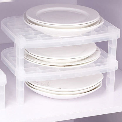 ELECTROPRIME Tableware Dish Stacking Drain Rack Translucent Plastic Kitchen Storage Rack