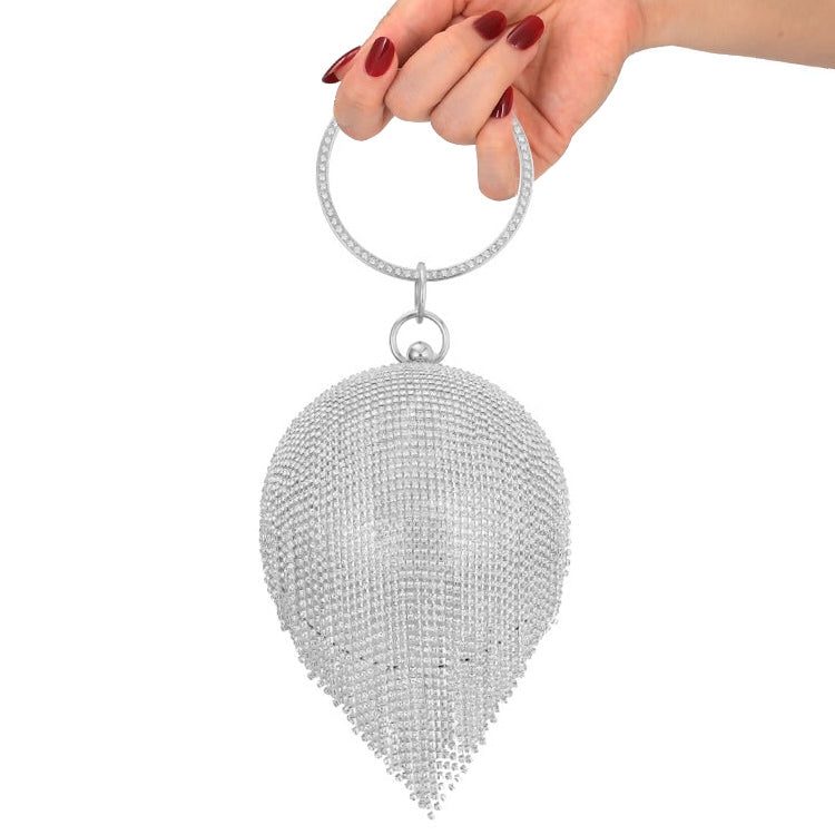 ELECTROPRIME Diamond Tassel Women Party Metal Crystal Clutches Evening Bags Wedding Bag Bridal Shoulder Handbag(Silver Crystal Bag)