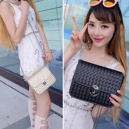 ELECTROPRIME Chain Handbags Tide Small Square Package Women Shoulder Bag Messenger Bag(Black)