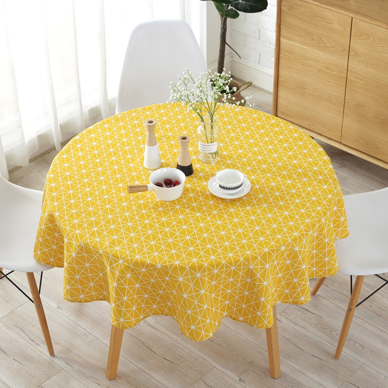 ELECTROPRIME Polyester Cotton Round Tablecloth Dust-proof Cotton and Linen Printing Tablecloth, Diameter:120cm(Yellow Rice)