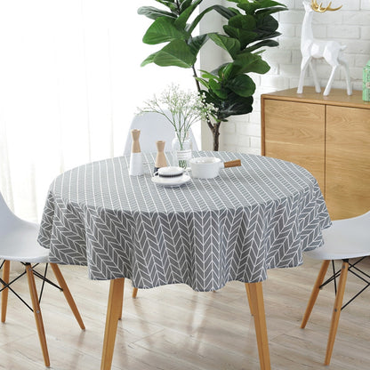 ELECTROPRIME Polyester Cotton Round Tablecloth Dust-proof Cotton and Linen Printing Tablecloth, Diameter:150cm(Gray Arrow)